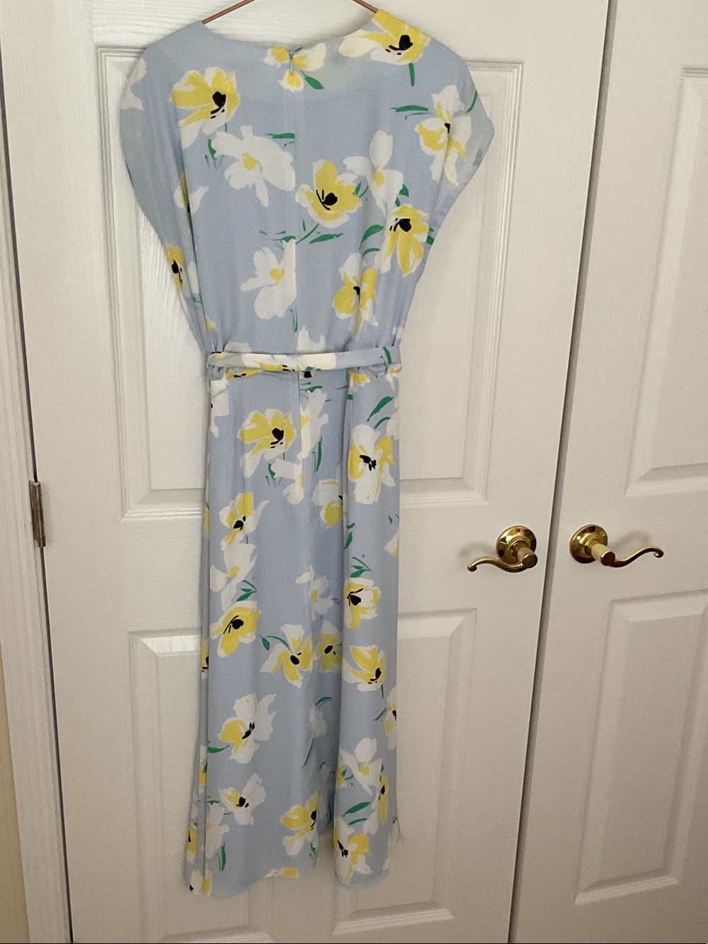 Ann Taylor Pale Blue Floral Tie-Waist Maxi Dress - Picture 3 of 4